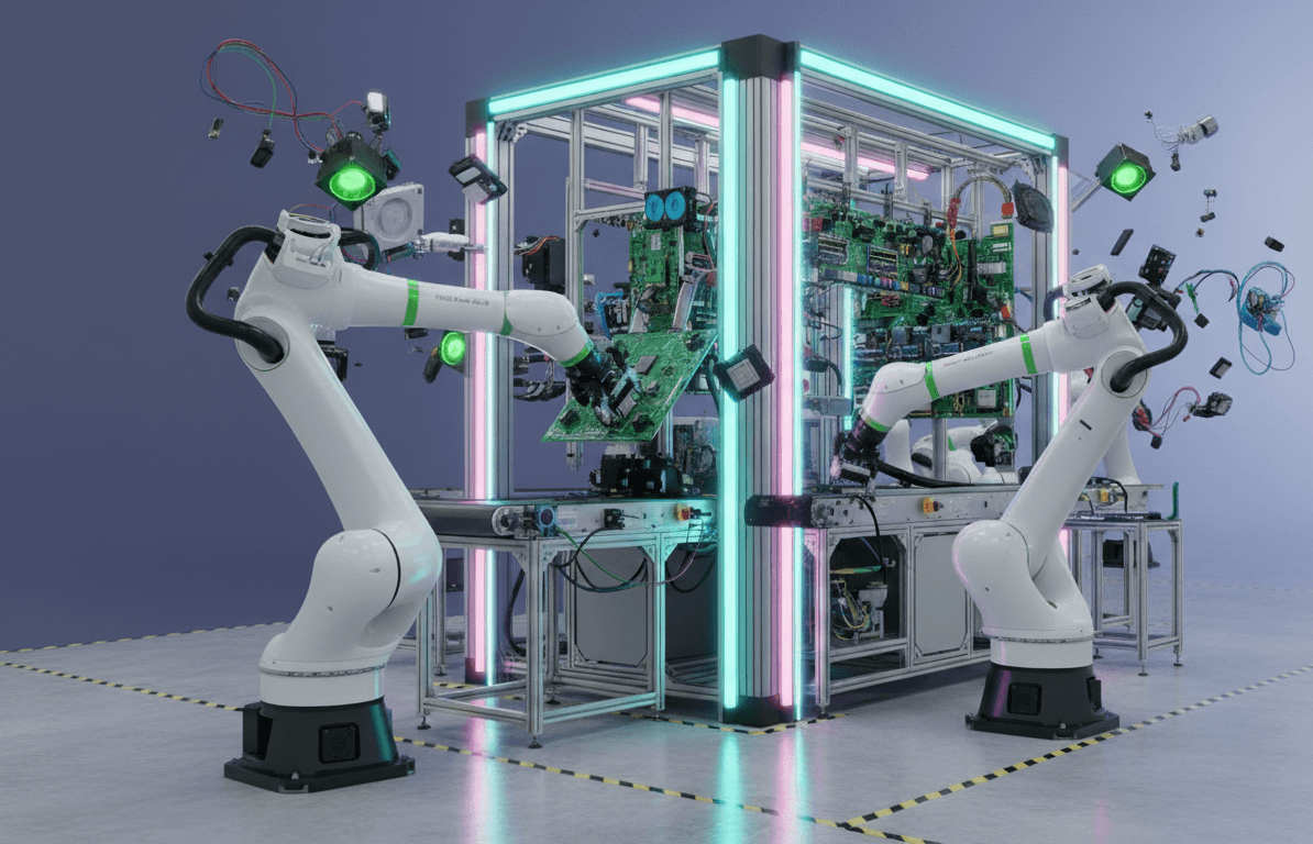 Industrial robots in manufacturing facility